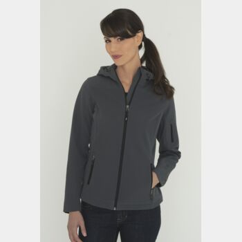 COAL HARBOUR® EVERYDAY HOODED WATER REPELLENT STRETCH SOFT SHELL LADIES' JACKET Thumbnail